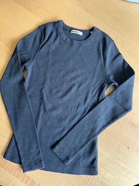 BUCK MASON Ribbed Long Sleeve Crewneck T-Shirt Top